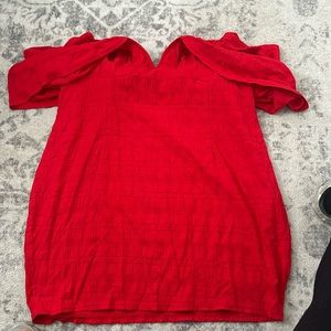 Plus size red off the shoulders dress